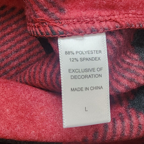 Cuddl Duds Flannel Fleece Half-Zip Pullover Women's Shacket-Red Check Size L NEW - Picture 6 of 7